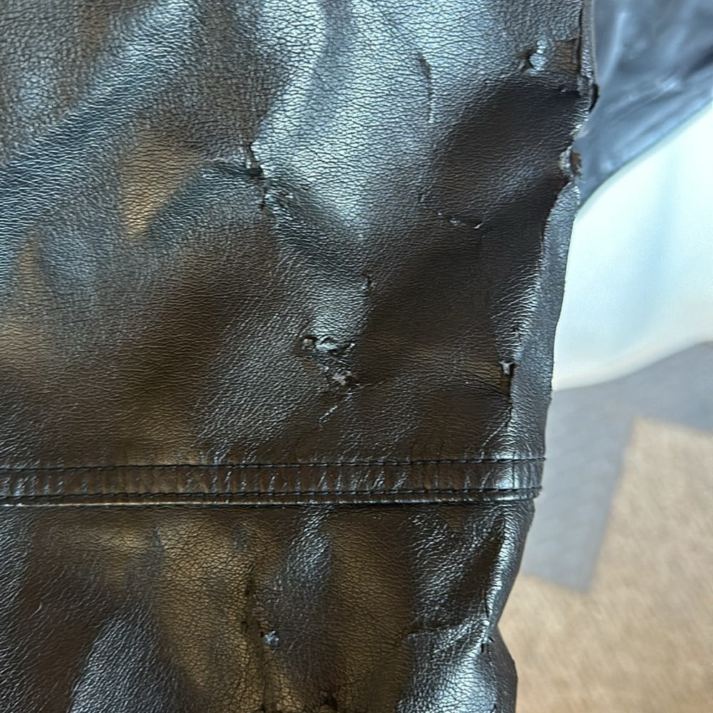 Calvin Klein Men’s Heavily Distressed Faux Leather w/ Sweater Style Underlining - Picture 8 of 16